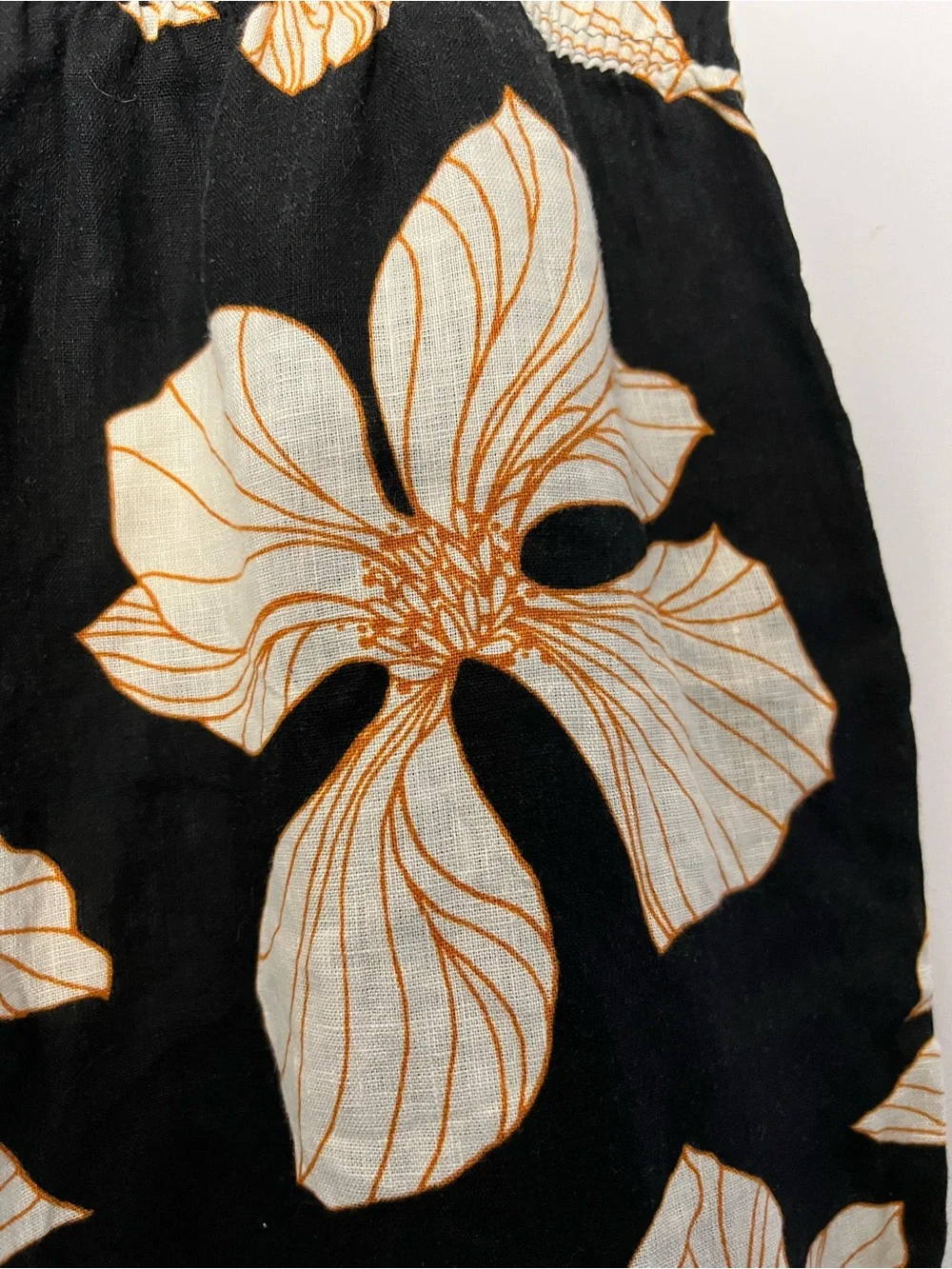 Cynthia Rowley Black Wide-Leg Floral Pants Elasticated Waist Summer - Picture 7 of 9